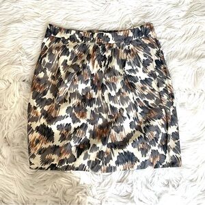 7 For All Mankind FAM Silk Blend Cheetah Leopard Print Mini Skirt Pockets S